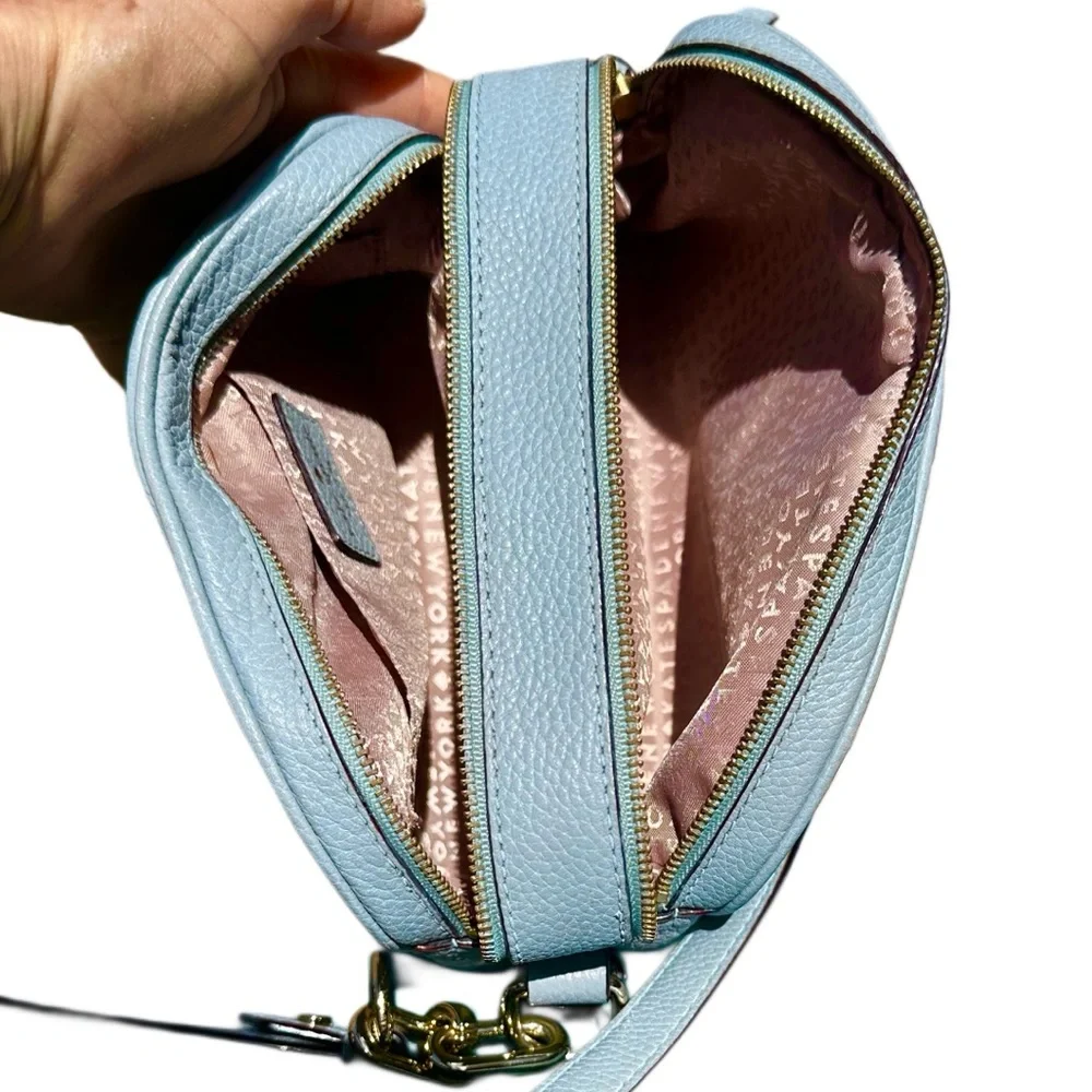 KATE SPADE Mulberry Street Darian Light Blue Pebbled Leather Zip Crossbody Chain - Picture 8 of 16